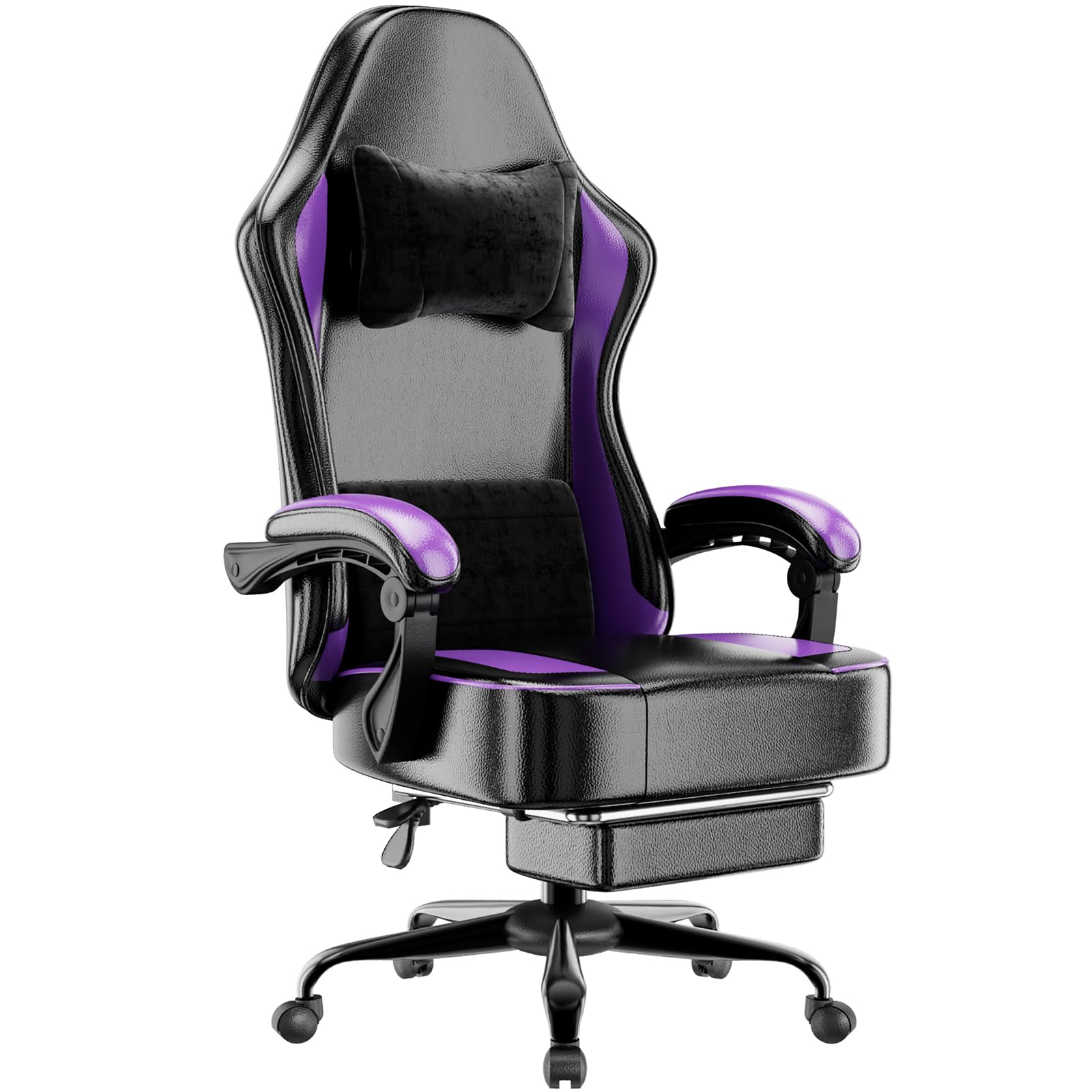 Gaming Chair with Pocket Spring Cushion and Footrest Ergonomic Computer Chair for Adults Breathable PU Leather Game Chair