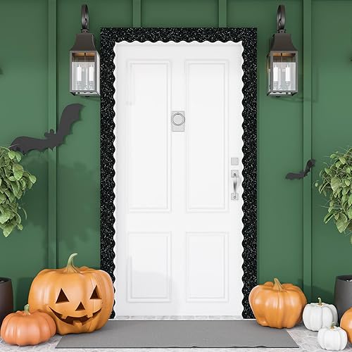 Miniatura 7 de Whaline Bordes de tablón de anuncios de Halloween de 131.2 pies con brillantina, verde, morado, negro y naranja, tiras de tablero de anuncios