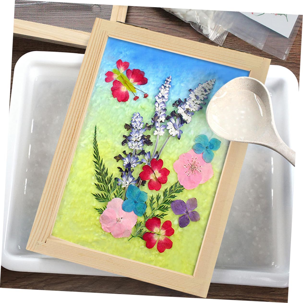 SEWOART DIY Paper Making Frame Kit 2pcs Wooden Handicraft Frame Papermaking Screen