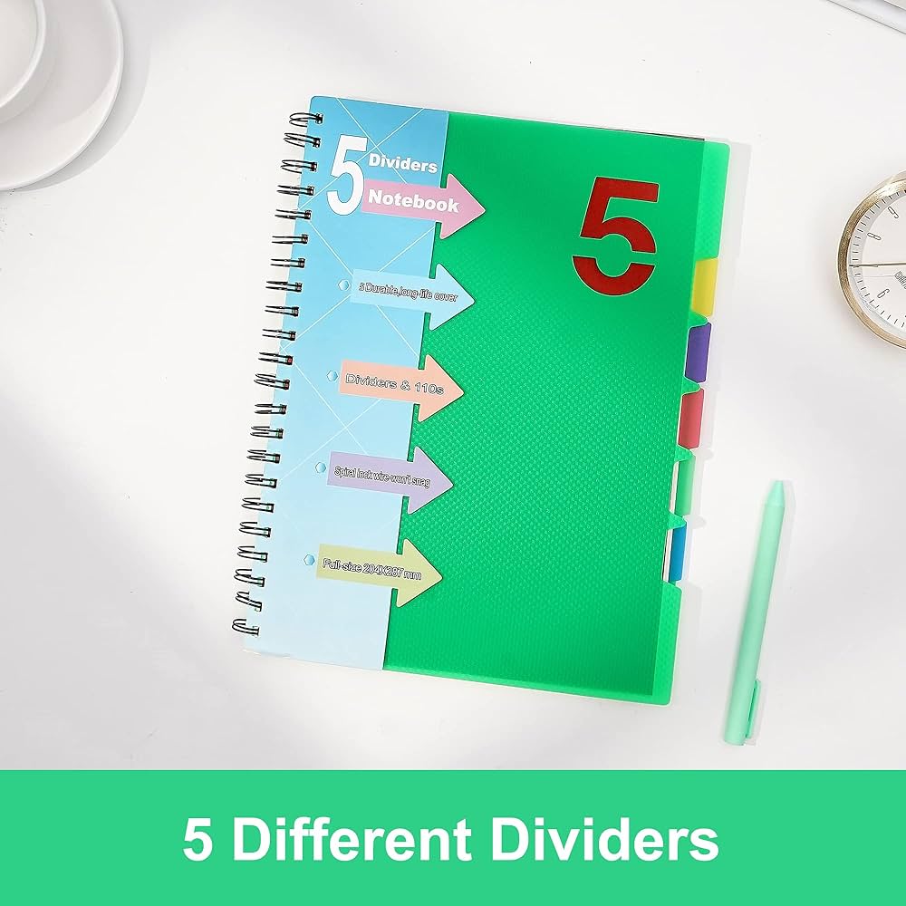 Amazon.com : CAGIE Spiral Notebook 8.5 x 11 with Dividers 5