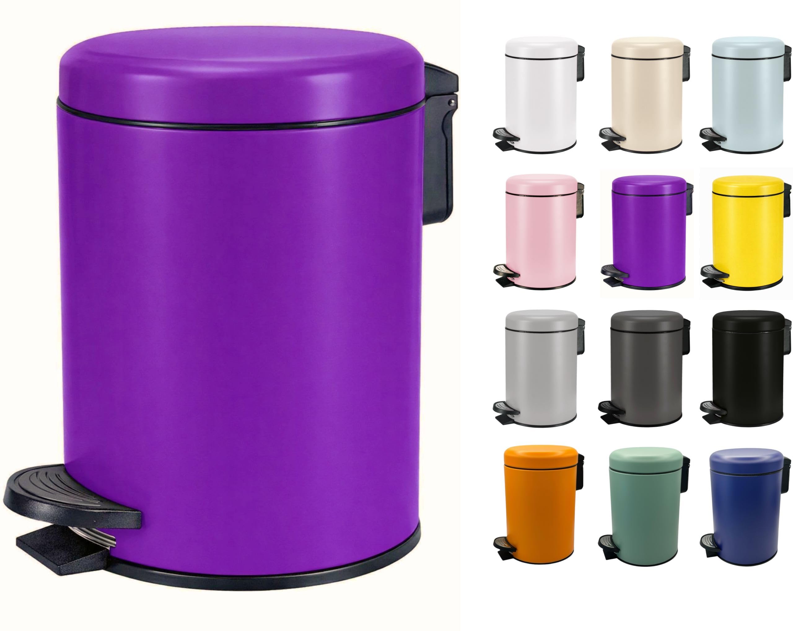 KW Soft Shade Small Round Pedal Bin (Royal Purple, 3 Ltr)