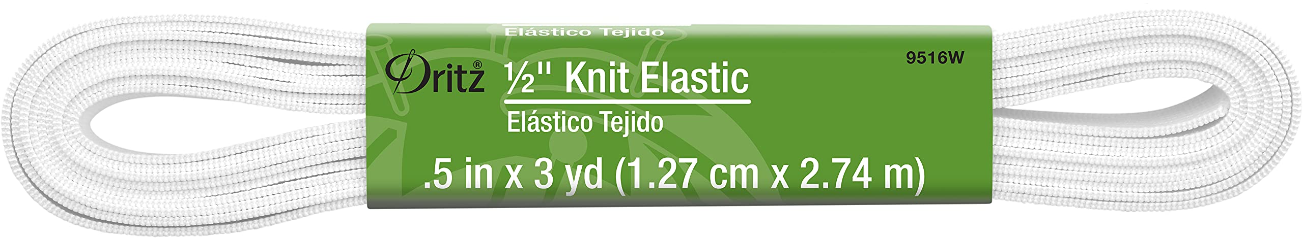 Dritz 9516W Knit Elastic, 1/2-Inch x 3-Yard, White