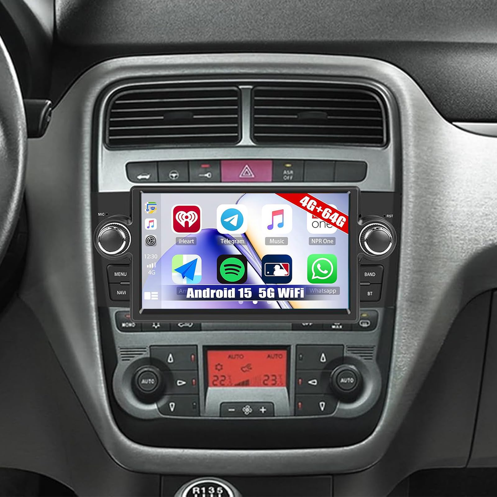 Radio Samochodowe Android 15 Do Fiat Linea 2007-2011/Punto 2005-2009 7-calowy Ekran Dotykowy In-Cell Bezprzewodowy Carplay Android Auto 5G WiFi/Bluetooth/Mirror Link GPS SWC FM/RDS/EQ Kame(Color:M150)