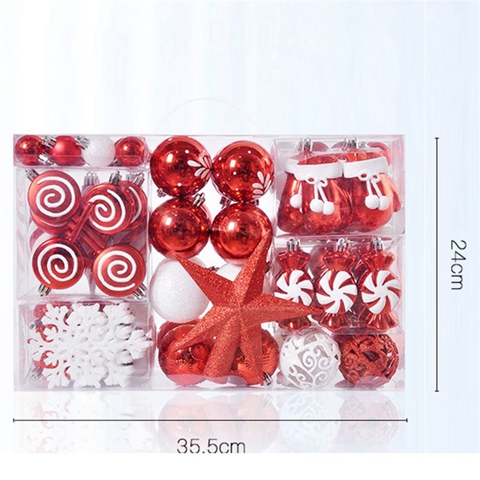 INEOUT 13 0pcs Adorno de Navidad Bola árbol de Navidad electroplacante Bola de plástico Adornado Pintado de árboles de árbol Bola de Estrella (Color : Redwhite)