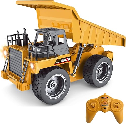 Hitish - Camión volquete de control remoto de juguete escala 118 4WD Metal Cab RC Construcción Camión 24G RC Camión volquete 6 Canales Construcción