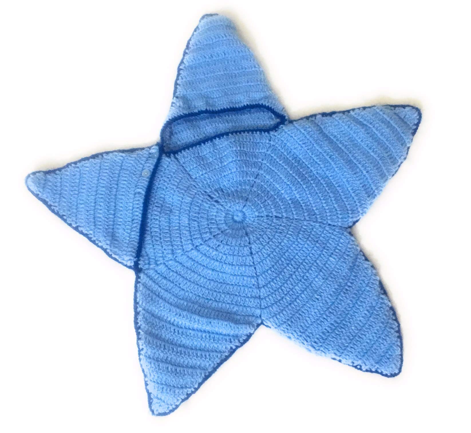 USHAENTERPRISES Crochet Hand Knited Unique Star baby cloth for your newborn star, blue, 3 Months-6 Months