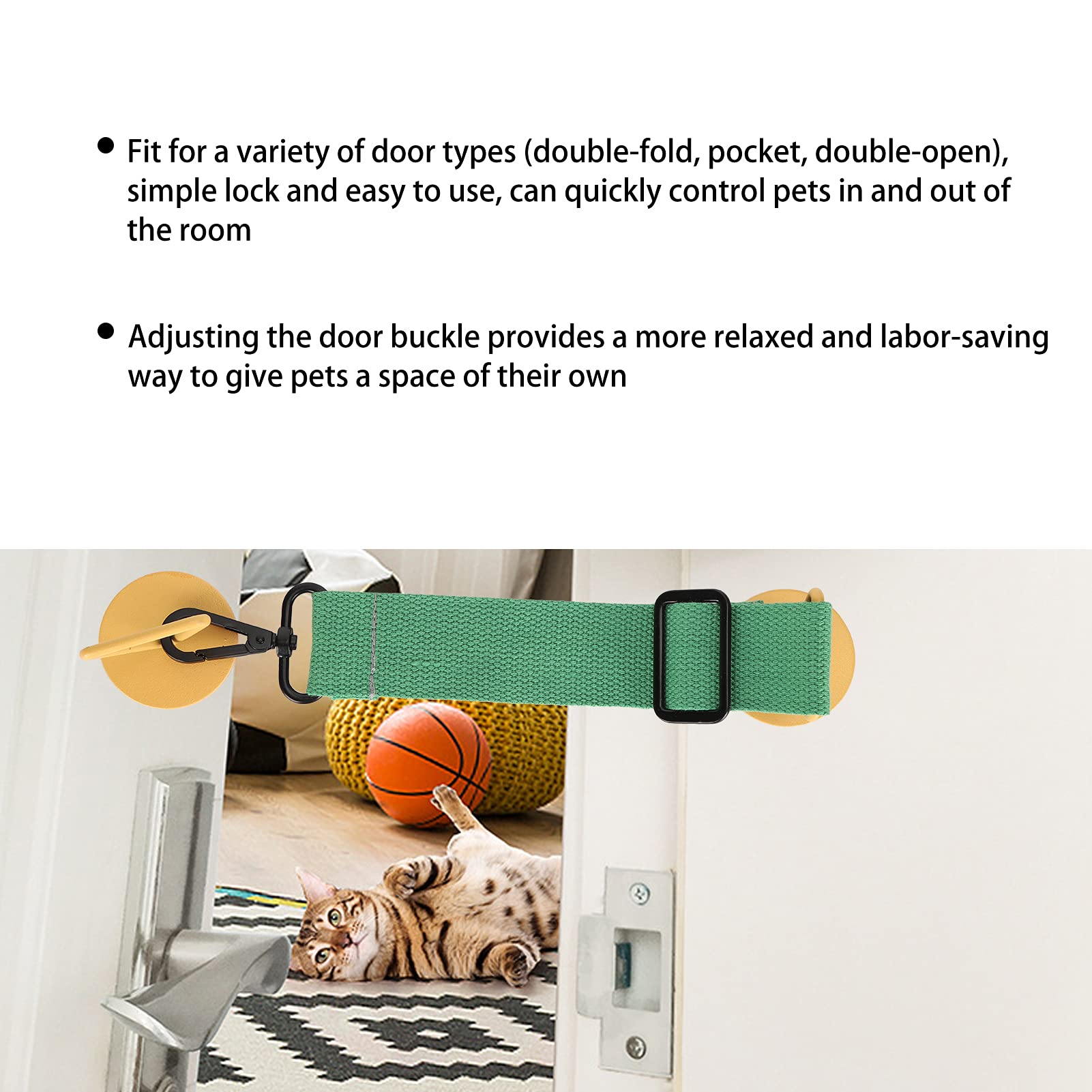 Gavigain Adjustable Pet Door, 20 30cm Adjustable Opening, Adhesive Installation, Sturdy Fabric and Metal, for Small and Large Pets, French, Pocket, Double Fold Doors (Green)