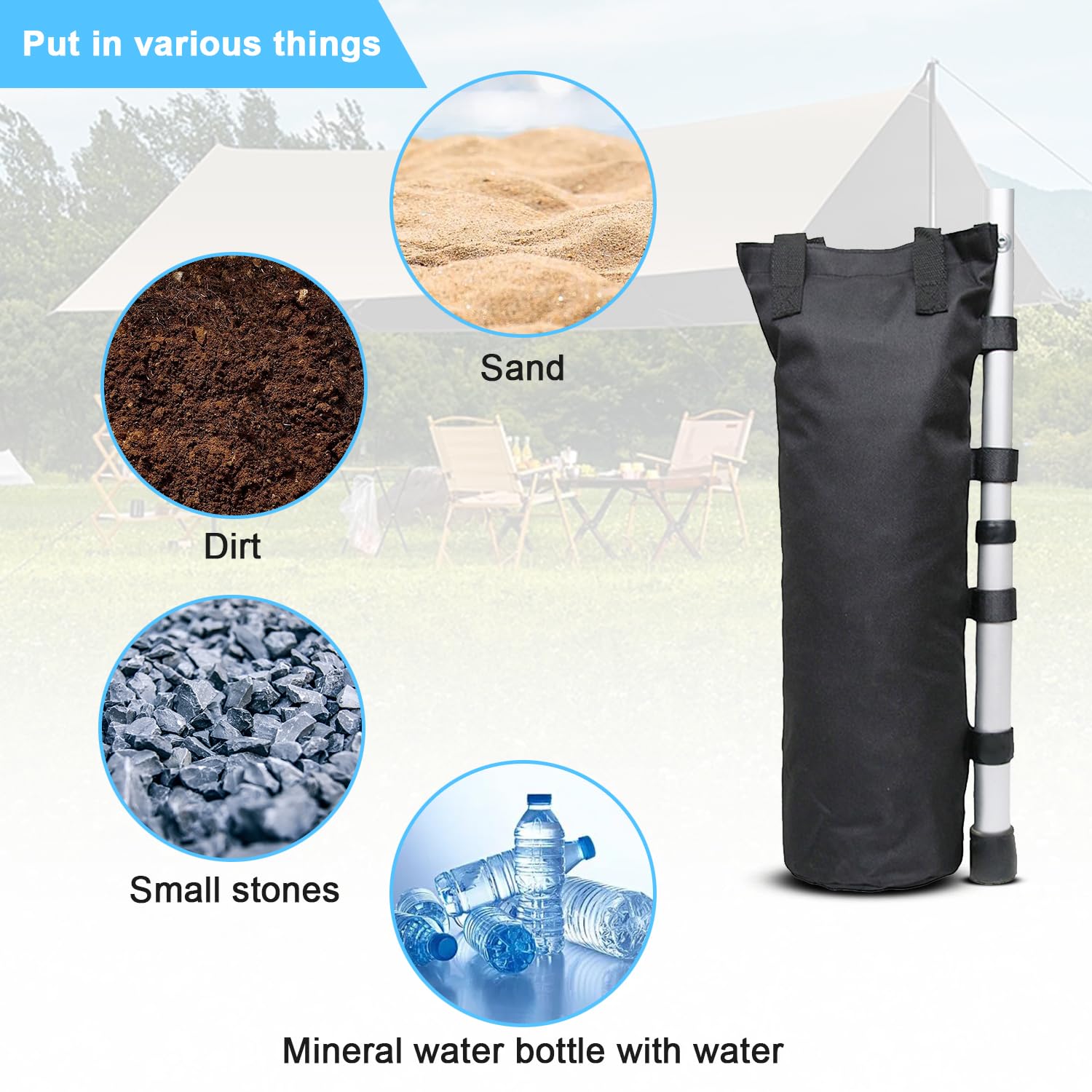 Poids Pour Tonnelle Lot De 4 - Sacs De Sable Oxford 800D, Imperméables, Avec Sangles Velcro