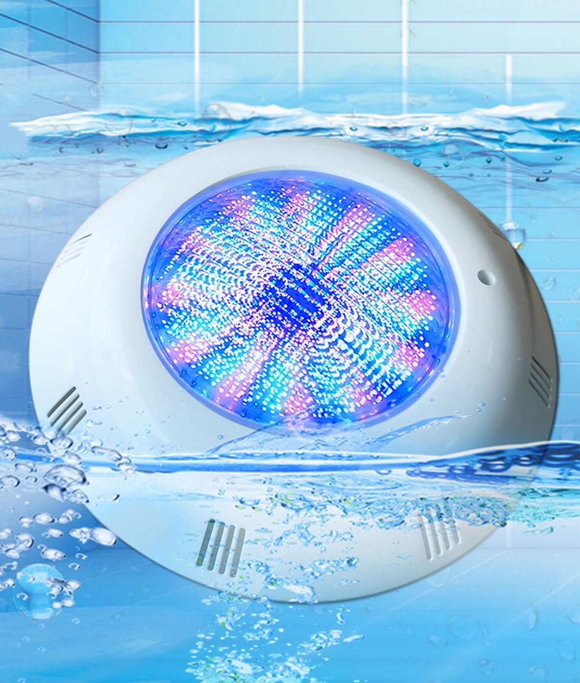 BARCELONA LED Foco LED Piscina RGB 24W AC12V IP68 Submersível Ø295mm Luz Subaquática LED SMD2835 com Comando à Distância Montagem de Superfície para Piscinas, Spa, Fontes e Iluminação de Jardim