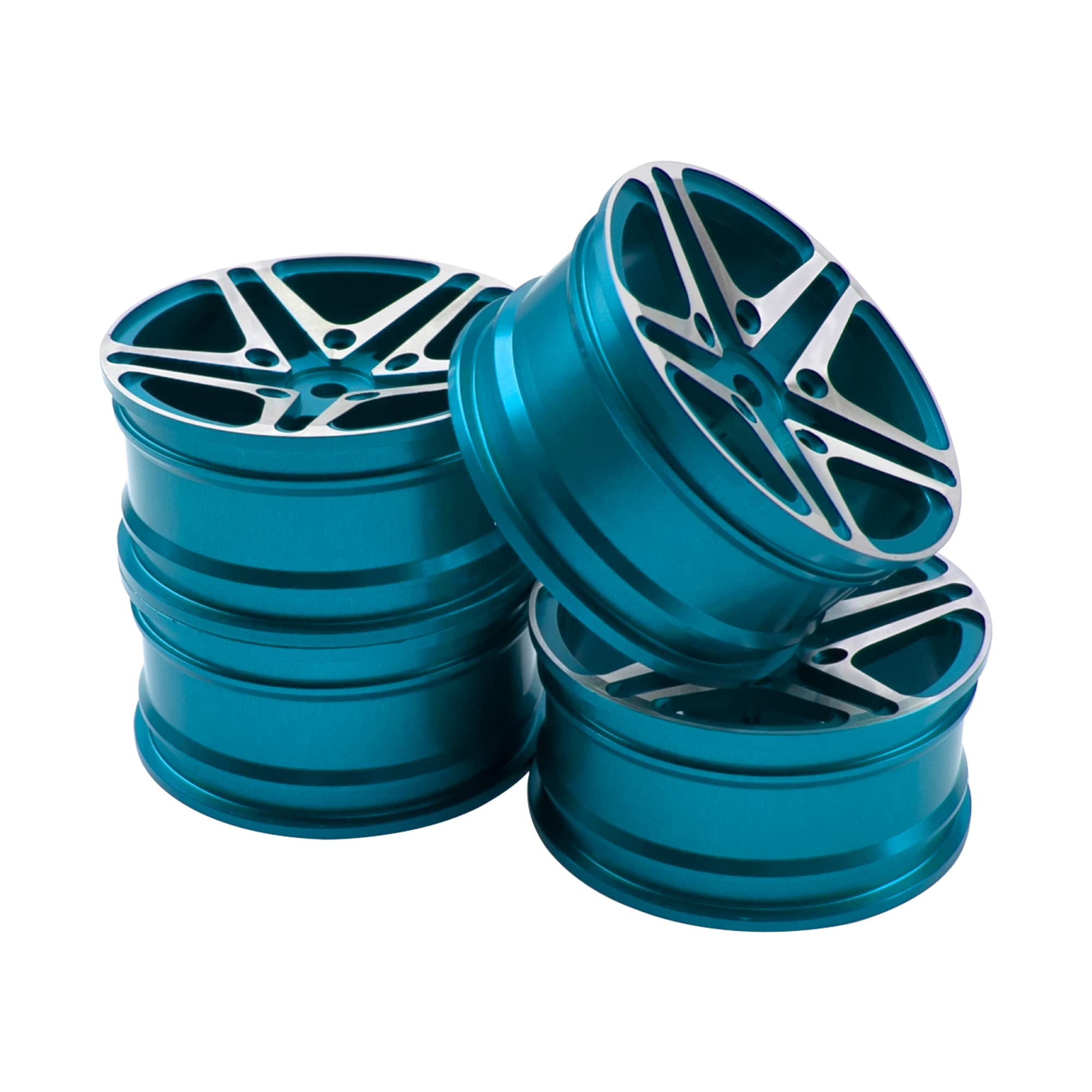 Metal Wheel Rims For 1/10 RC Cars – 12mm Hex, 52mm Diameter, 26mm Width – Compatible With HSP, Tamiya, Kyosho & More (Blue)