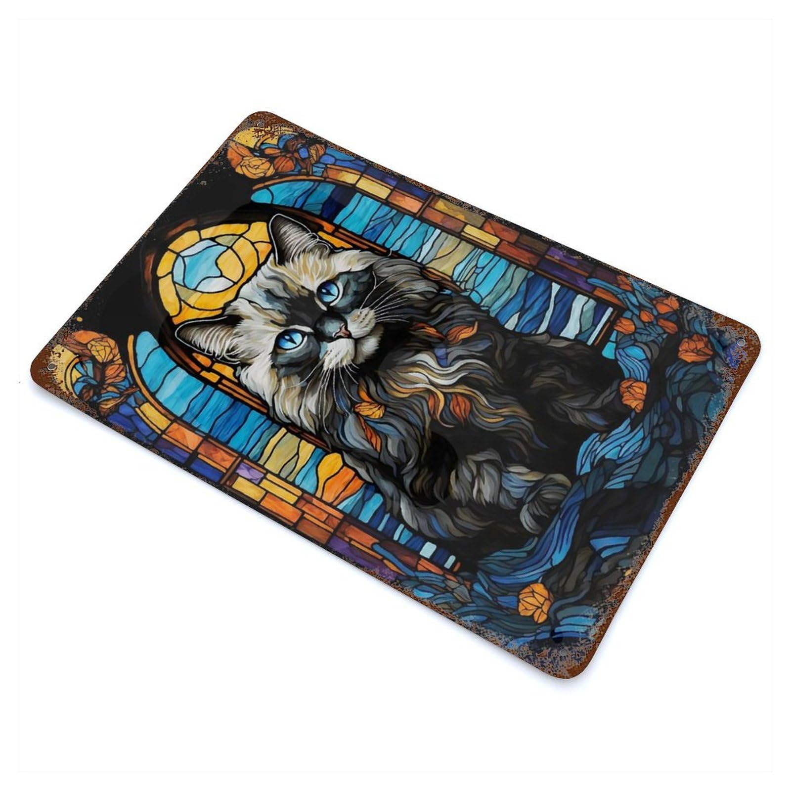 Exotic Shorthair Abstract 11.8"x7.9" Decorative Tin Sign, Rustic Home Decor for Patio, Garden Room And Bar Decor