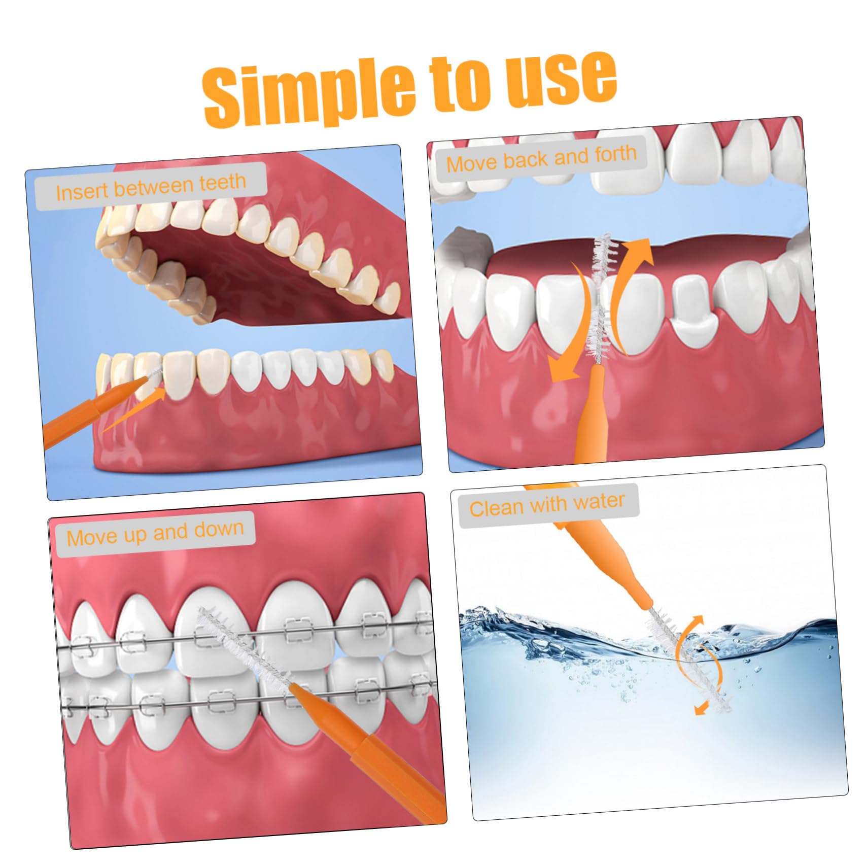 PACKOVE 500piezas Interdental Tooth Flossing Cleaning Brush Cepillos De Limpieza Oral Para Dientes Limpieza Eficaz Entre Dientes Para Diseño Ergonómico y Cómodo Disponibles
