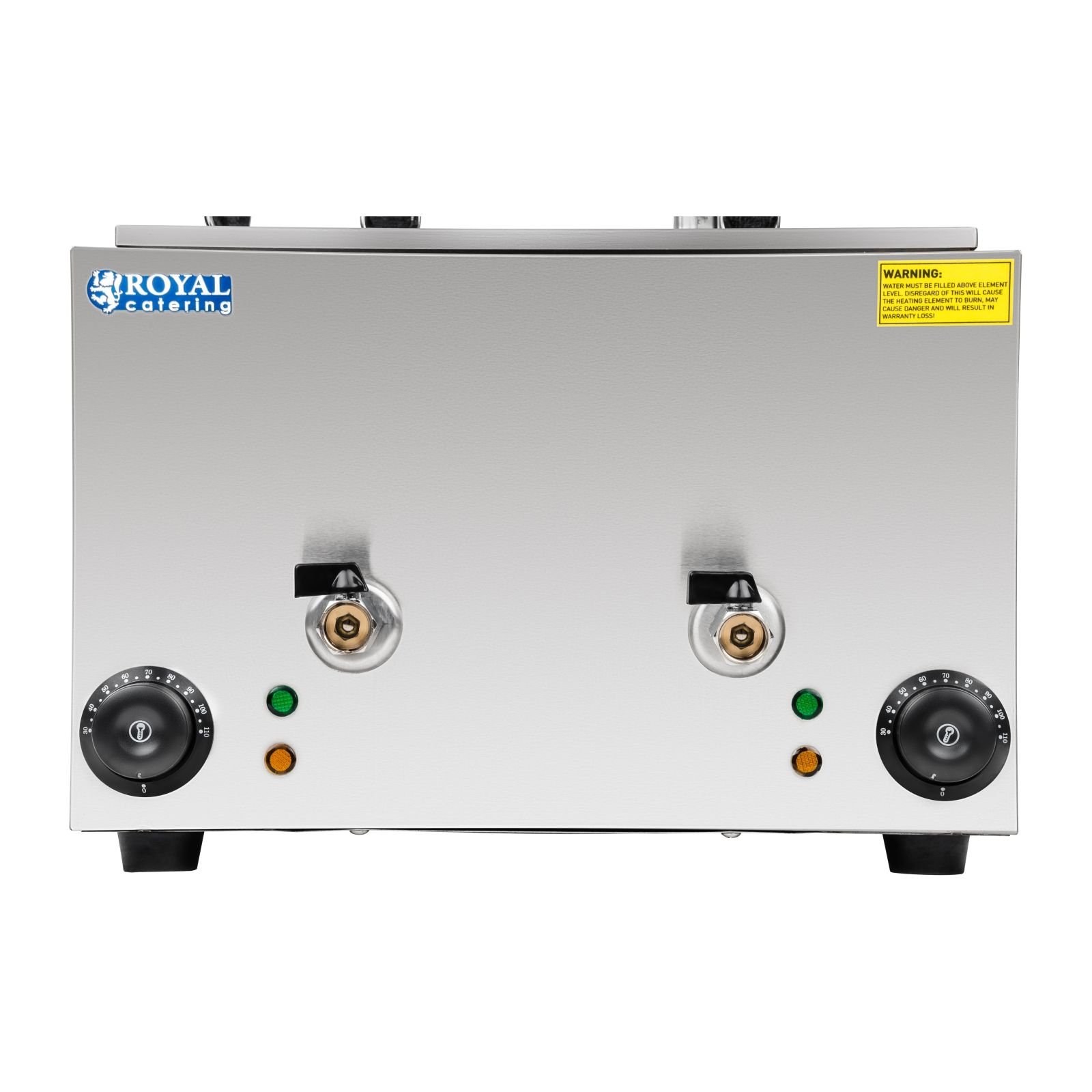 Royal Catering RCNK-4 Cuocipasta Elettrico (4 L, 4 Cestelli, 2 x 1500 W, 230 V, Rubinetto di Scarico, Acciaio Inox)
