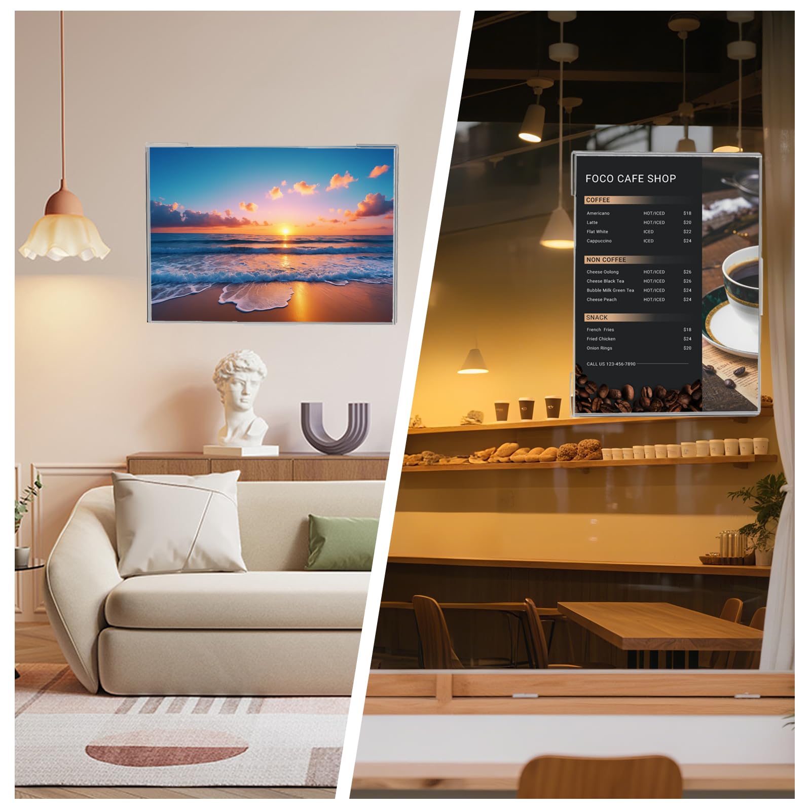 FMhotu Acryl Schilderhalter 12 Pack A4 Transparenter C Form Ständer, Tischschildhalter, Kunststoff Foto Bilderrahmen, Flyer Display für Empfang, Büro, Geschäft, Restaurant, Hotel