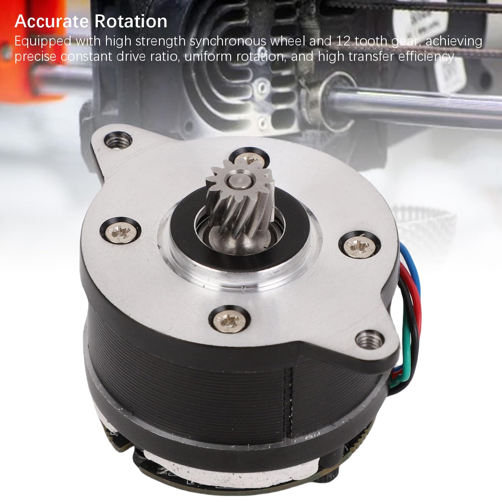 Extruder-Rundschrittmotor, 3D-Druckermotor-Ersatz für K2 Plus mit Hochfestem Synchronrad, 12-Zahn-Getriebe, Geräuscharme Aluminiumlegierungskonstruktion