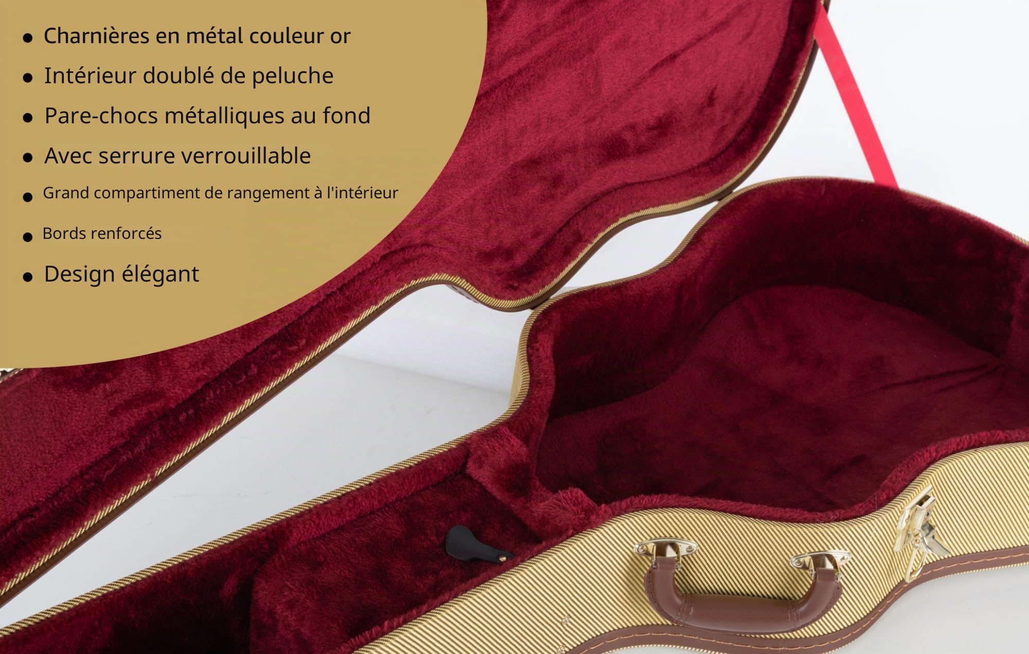 Shaman Guitare Western Étui Hardcase Tweed - Étui Rigide Robuste pour Guitares Dreadnought Au Look Rétro Chic