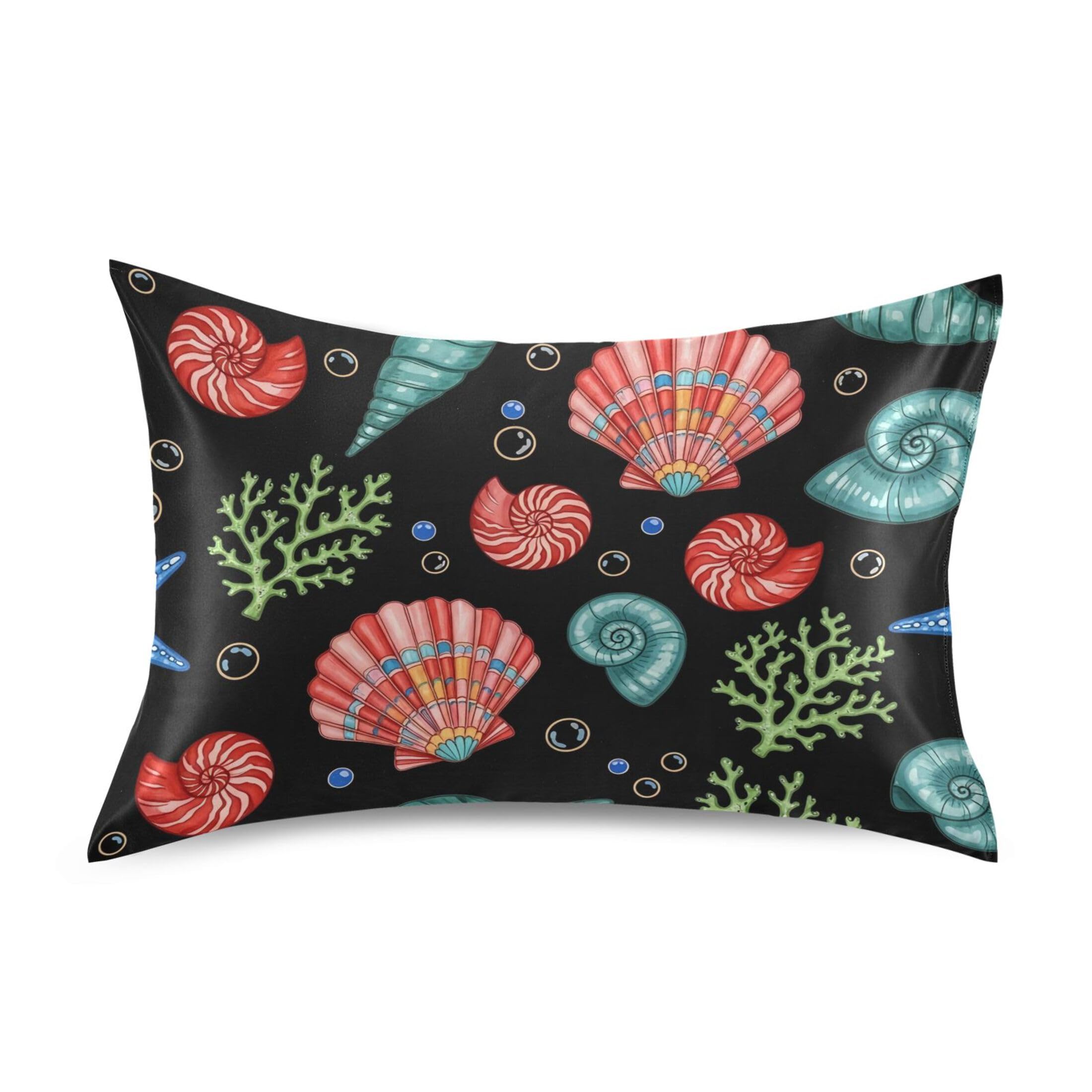 Fuauuyl Pillowcase Queen Size 20x30 in, Seashells Soft Breathable Satin Pillow Case for Hair and Skin with Envelope Closure Wrinkle-Free