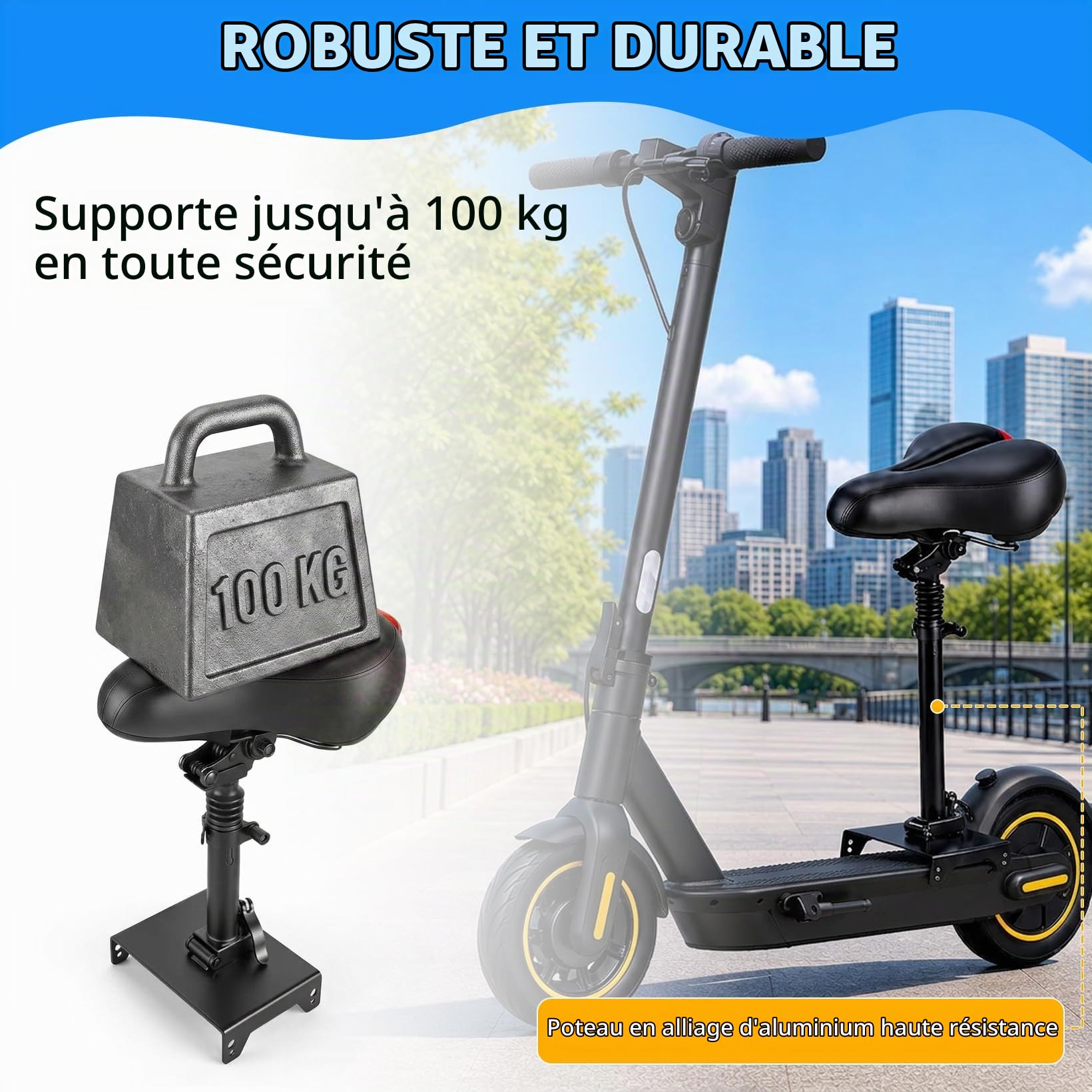 Selle réglable amortissante pour Max G30, siège réglable | avec porte-bagages portable, siège réglable, confortable et absorbant les chocs