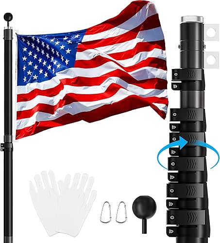 16FT Telescoping Flag Pole Kit,Heavy Duty Aluminum Flag Poles for