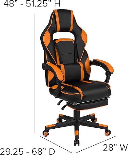 Miniatura 2 de EMMA + OLIVER Silla ergonómica para juegos negra/naranja, respaldo/brazos, reposapiés, masaje lumbar Negro/Naranja,Negro -,Negro/Azul,Negro