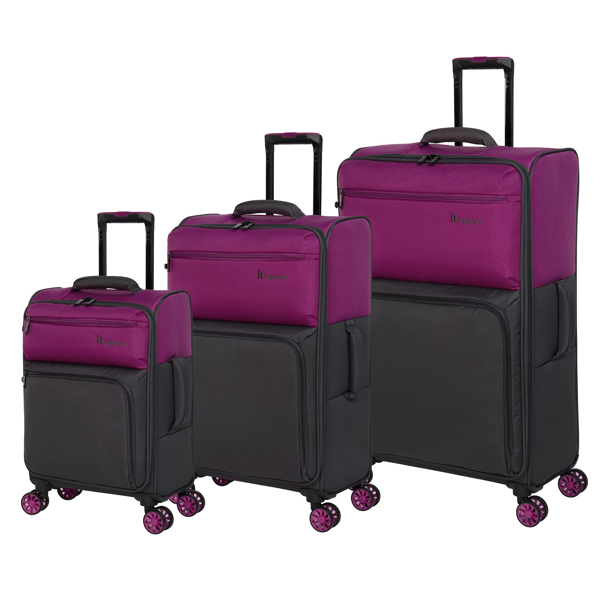 (incomplete only 1piece ) it luggage Duo-Tone 3 Piece Softside 8 Wheel Spinner Set, Fuschia Red/Magnet, 3 count