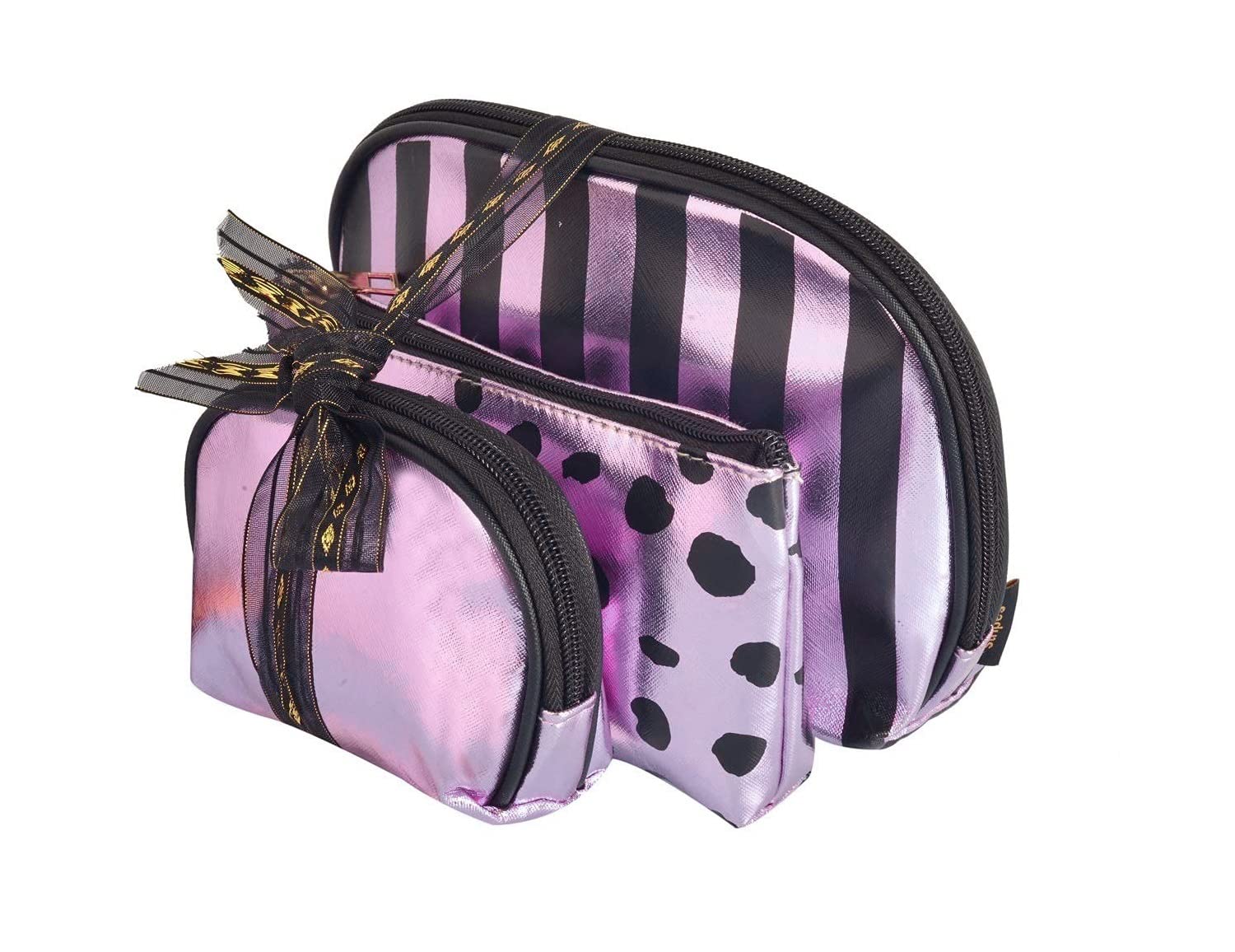 STRIPES® Portable Waterproof PU Toiletries Makeup Pouch Travel Kit Bag