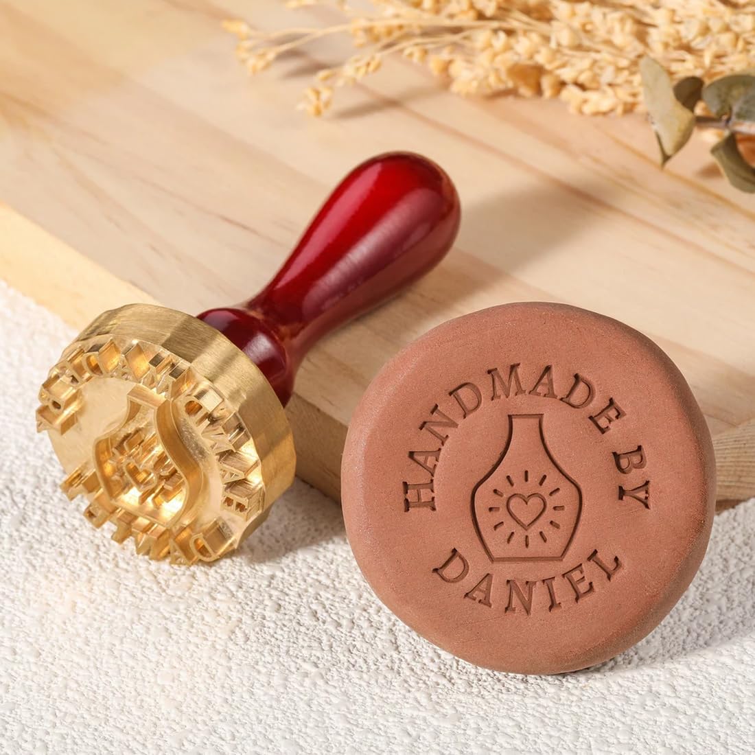 Vniqloo Brass Custom Clay Stamp With Your Name And Logo, Personalized Pottery Stamps, Clay Signature, Custom Stamp For Pottery