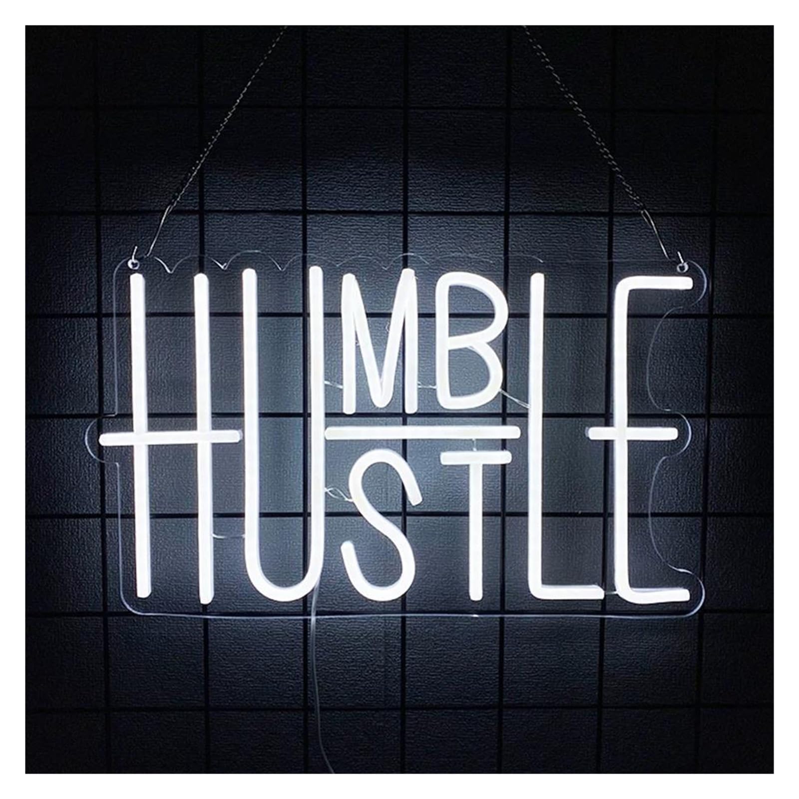 SHOUXI Sign Lamp Humble Hustle Neon Sign Light for Home Bedroom Man Cave Room Holiday Birthday Party Club Garage Wall Decor 41cmx24.5cm