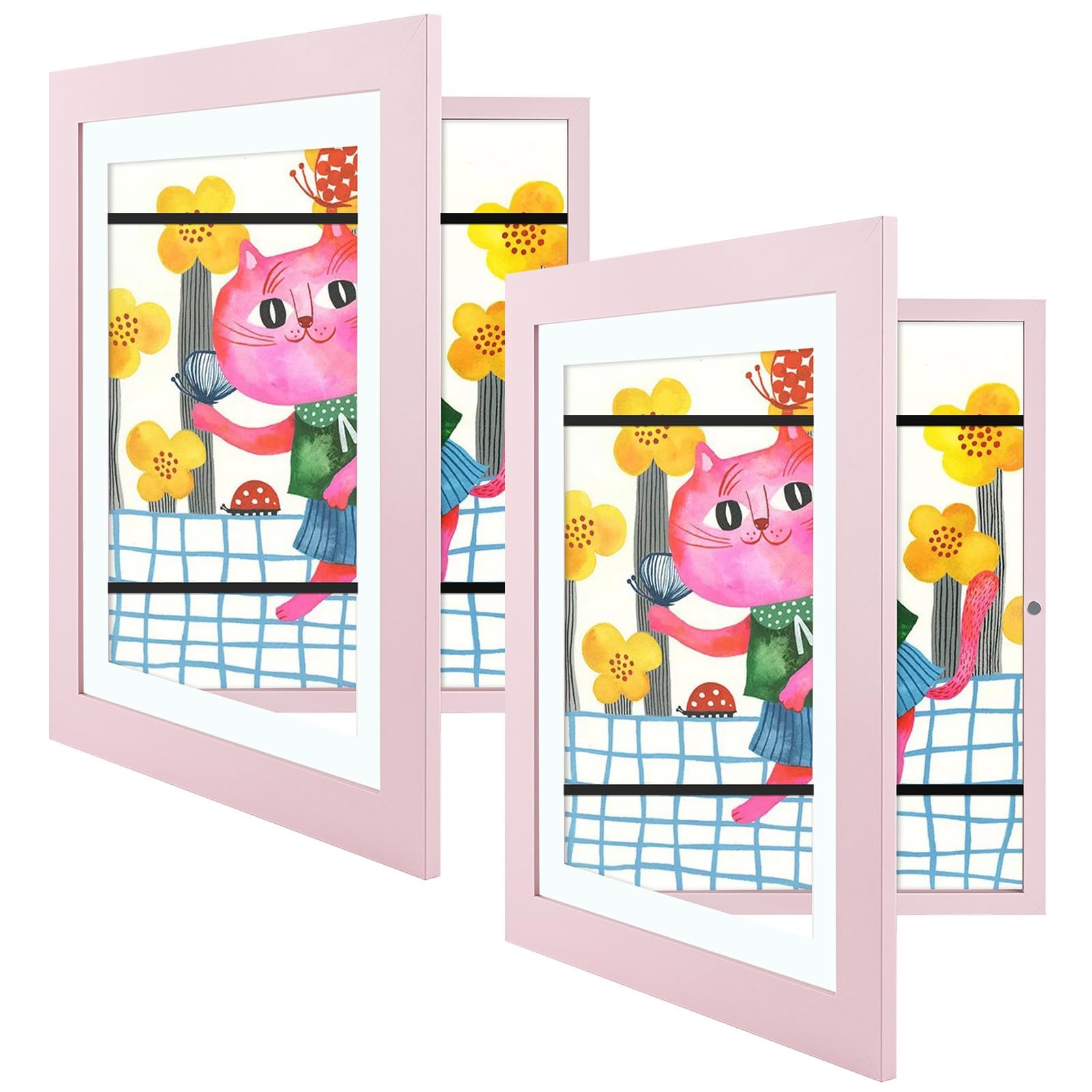 2 Pack 8.5x11 Front-Opening Kids Artwork Frames Changeable (Light Pink)