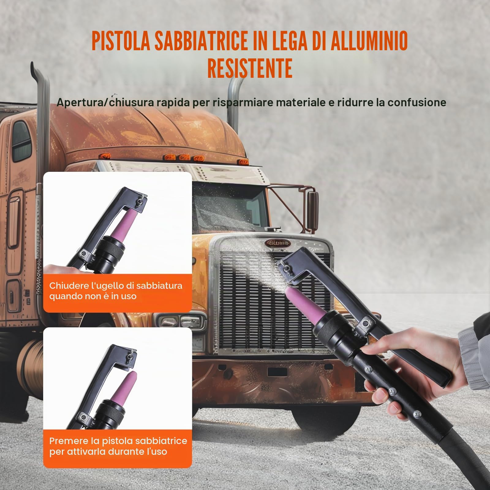 VEVOR Sabbiatrice da 37 Litri, Sabbiatrice Pressione 60-110 PSI, Serbatoio Abrasivo Portatile, Kit Sabbiatura ad Aria 2 Ugelli in Ceramica Separatore Tubo 2,3m per Rimozione di Vernice Macchie Ruggine