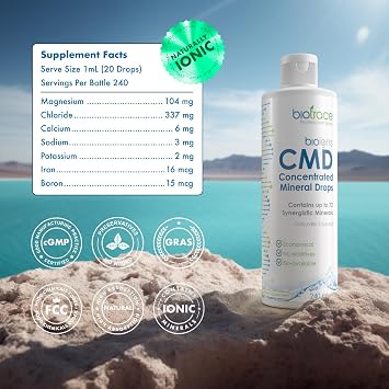 BioTrace Dead Sea Trace Mineral Drops | 72+ Concentrated Trace Minerals, Ionic Liquid Magnesium, Chloride, Potassium | Low Sodium | Energy, Electrolytes, Hydration | 34 Day Supply, 2 fl oz (Pack of 1)