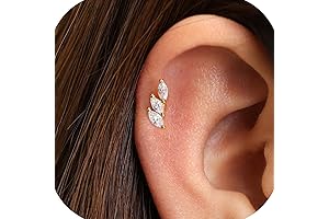 Targus Stud Earrings in 925 Sterling Silver Leaf Gold for Women