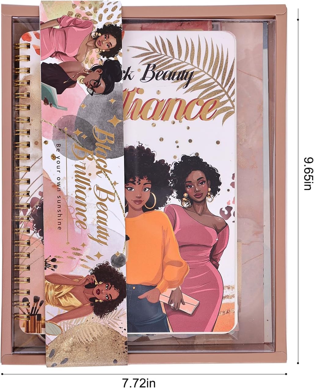 Black Girl Weekly Planner Gift Set - 52 Weeks Undated Planner with 190+ Stickers, Washi Tape, Journal Supplies & Accessories for Teen Girls - Inspirational Productivity Organization Kit, Present Box