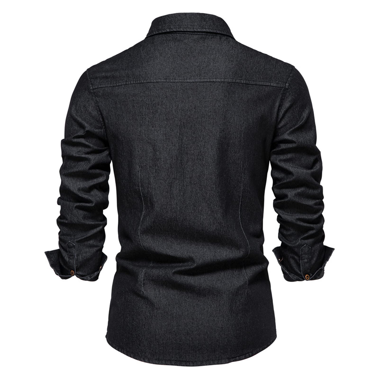 Herren Jeanshemd Langarm Baumwolle Jeans Cardigan Casual Slim Fit Hemden Herren Tops Kleidung