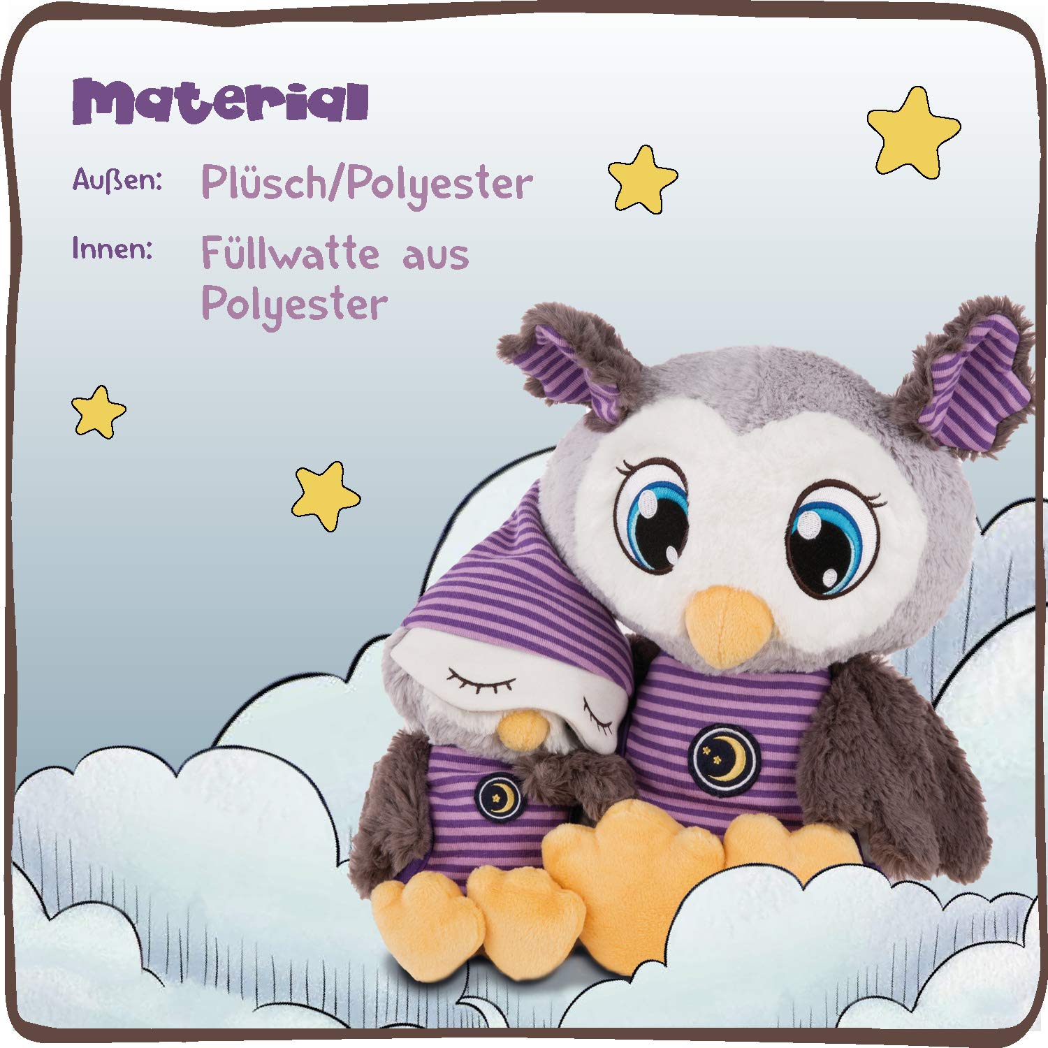 NICI Olafina 43951 - Peluche de búho para Dormir, 38 cm, para niños, niñas y bebés