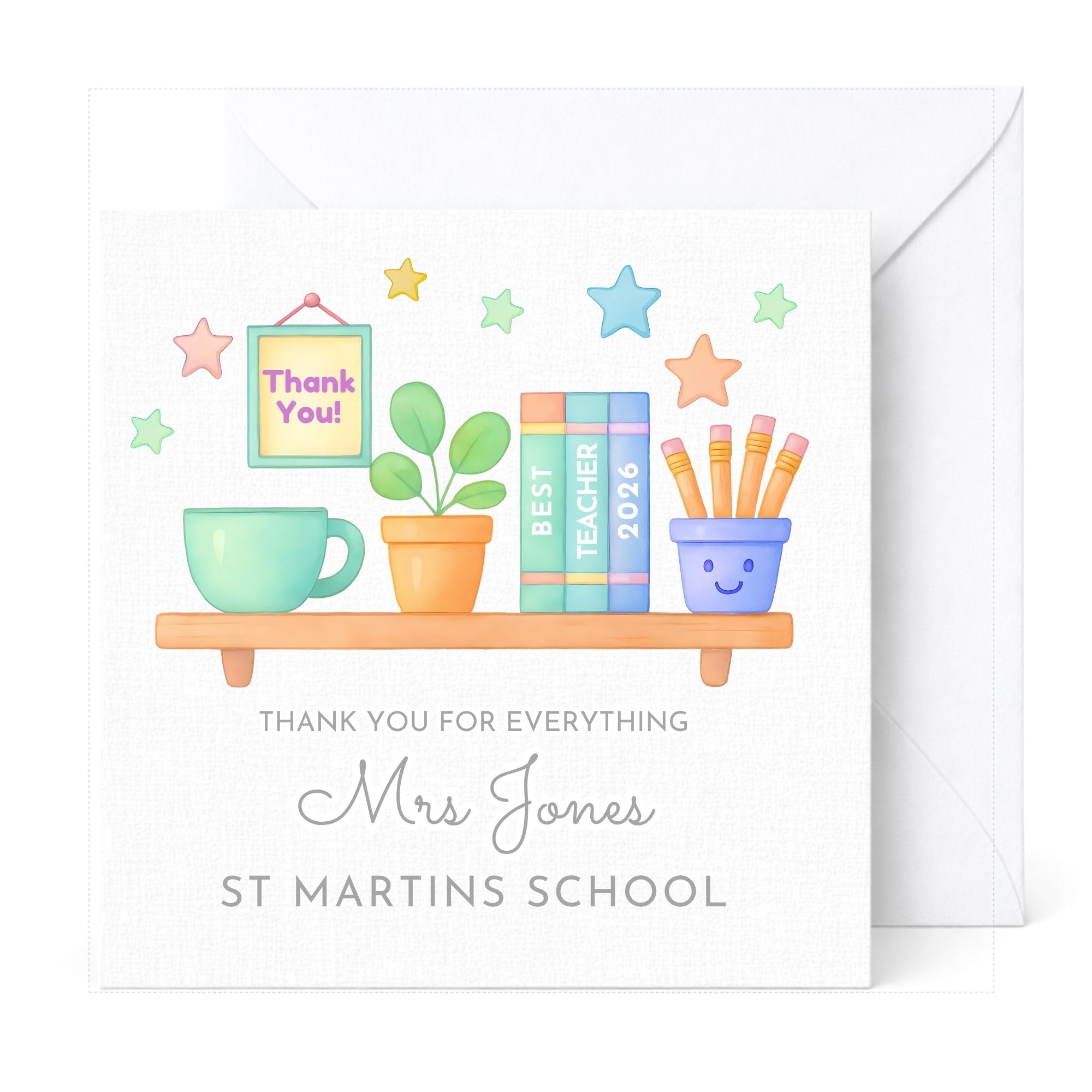 Thank You Teacher Card Personalised, Thank You For Everything Teacher Card, Nursery Teacher Thank You Card, Teaching Assistant Card, End Of Term School Card