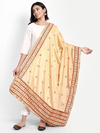Women's Phulkari Punjabi Dupatta Chunni with heavy Embroidery on Chiffon