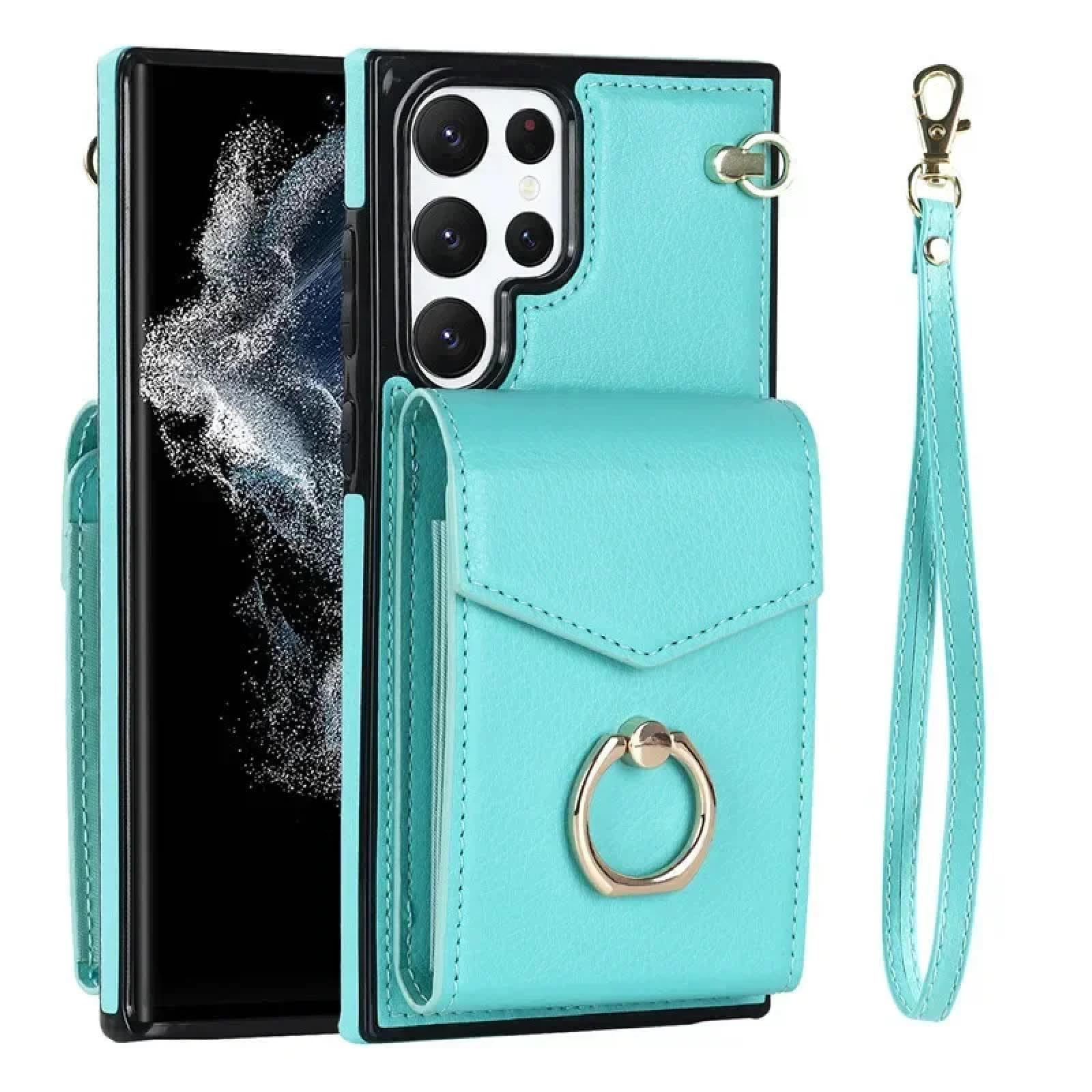 Étui Portefeuille en Cuir avec lanière pour Samsung S20 FE 4G 5G, Multi-Cartes, avec Anneau à Rabat (pour Samsung S20 FE 4G 5G/Vert)