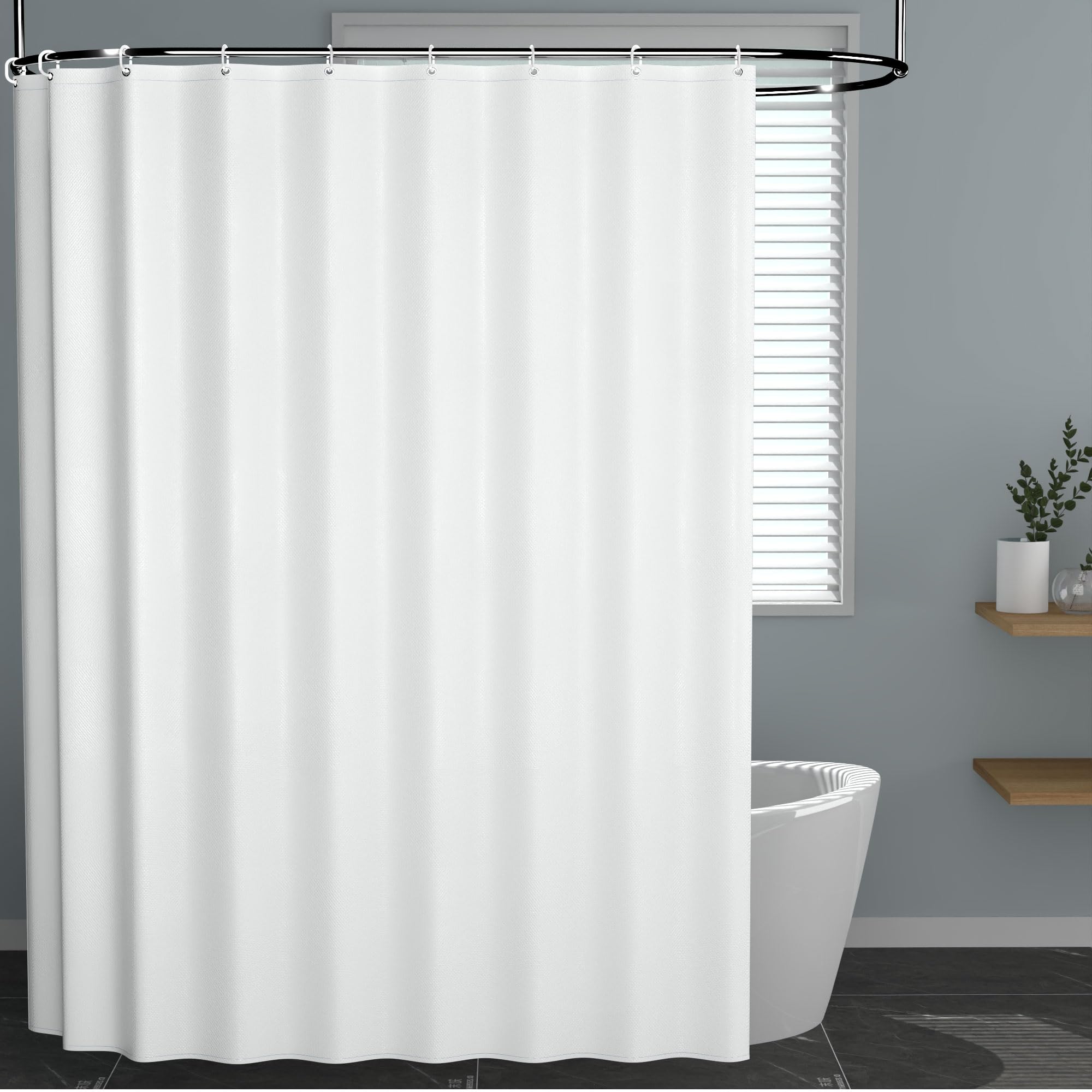 AwmnSrman White Shower Curtain - Shower Curtains for Bathroom with 12 Shower Curtains Hooks, Quick-Drying Modern Elegant Design Polyester W 200 x L 200cm (W 78.7" x L 78.7")