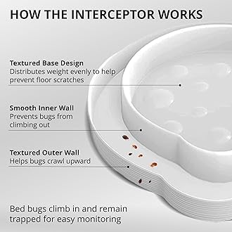 ASPECTEK Bed Bug Interceptors, Pack of 8 Pesticide-Free Traps and Insect Detectors, Effective Pest Control Solution with No Chemicals for Bed Bugs and Other Pests, White