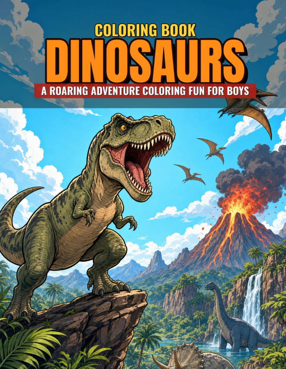 coloring book dinosaurs a roaring adventure coloring fun for boys
