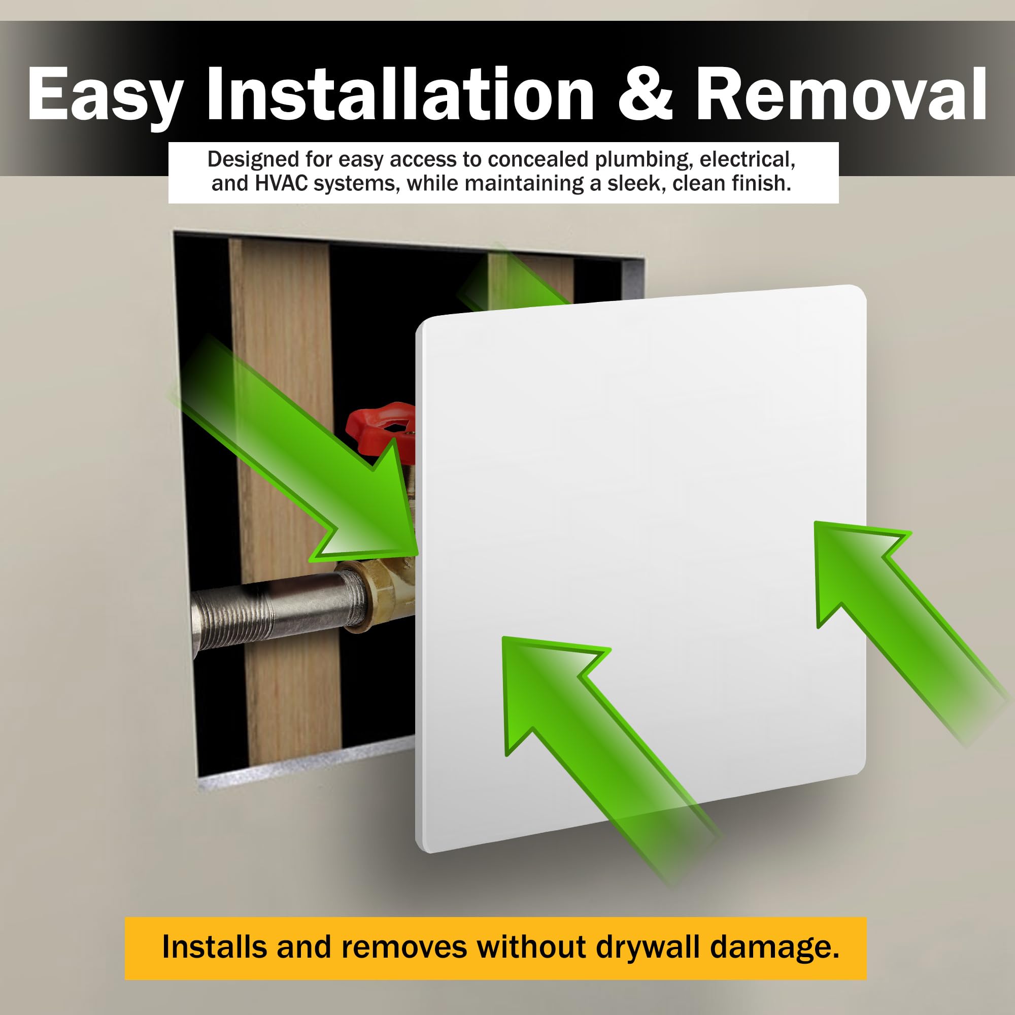RenoEZ Access Panel For Drywall - 6x6 inch - No Tools Required