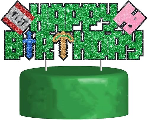 Miniatura 1 de Decoración para pastel de videojuegos, temática de minería, decoración de pastel de feliz cumpleaños para niños y niñas, suministros de fiesta