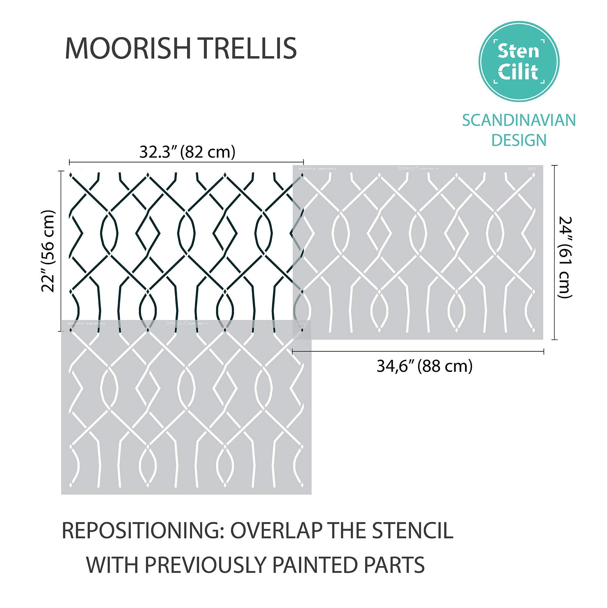 STENCILIT® Moorish Trellis Large Wall Stencil For Painting Improved