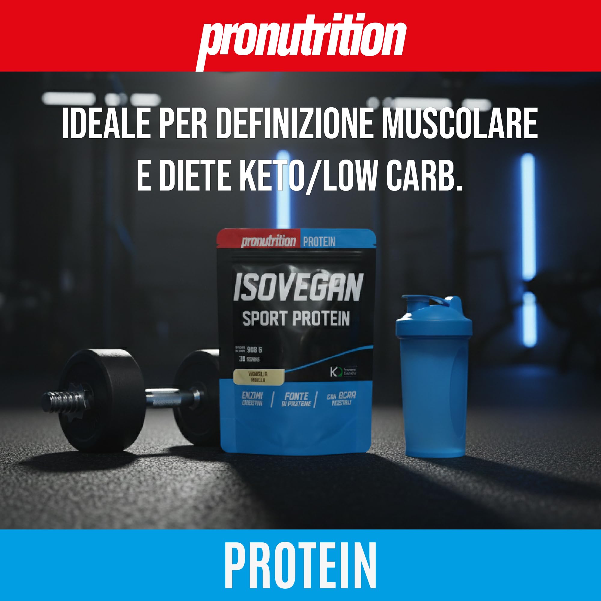 Pronutrition Iso Vegan Sport Protein – Blend Vegetale Isolato con BCAA 4 1 1 ed Enzimi Digestivi per Recupero Muscolare – Gusto Vaniglia