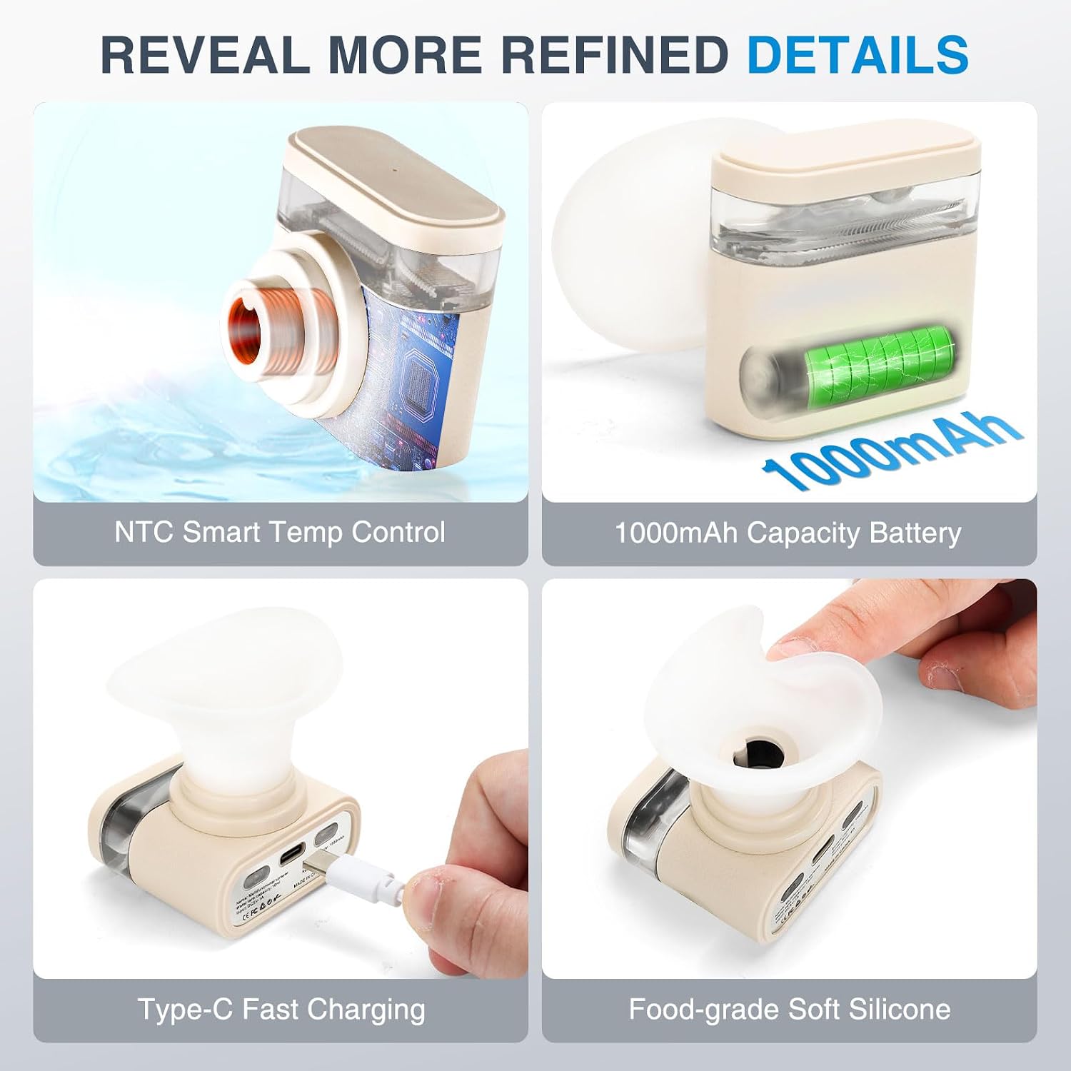 Eye Steamer for Dry Eyes Relief,Portable Electric Heated Steam Therapy Wand Machine with Moist Heat for Natural Tears Restore,Dry Eye Mist Sprayer with Warm Compress and 3 Level-Heat (Off White)