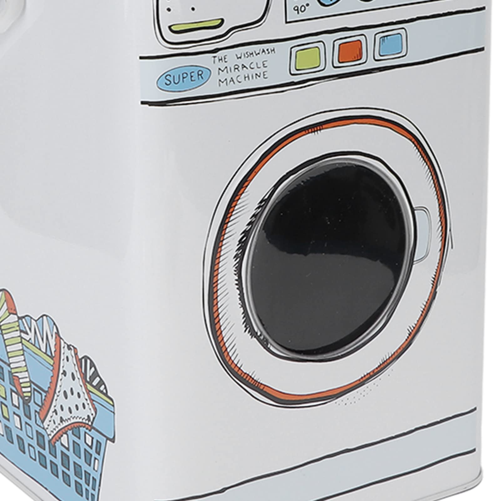 Pojemnik na Detergent, Pojemnik na Proszek do Prania w Kształcie Pralki, o Dużej Pojemności, Przezroczysty, Niebieski, Otwarty Metal z Uchwytem do Tabletek do Prania do