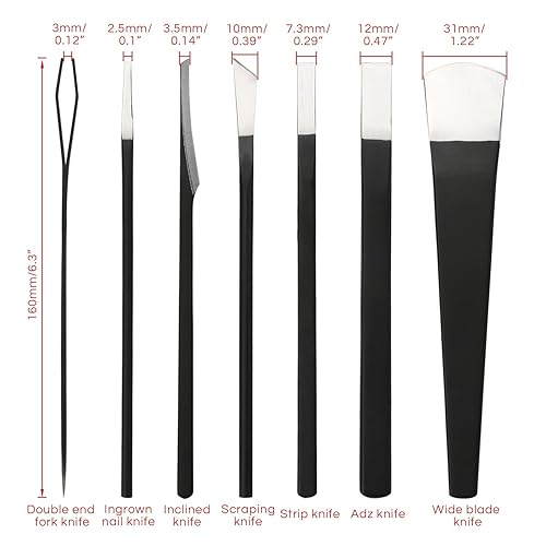 Miniatura 7 de Segbeauty - Juego de cuchillos de pedicura para pies 7 piezas de herramientas de hoja de uñas encarnadas con bolsa de almacenamiento cuchillos de