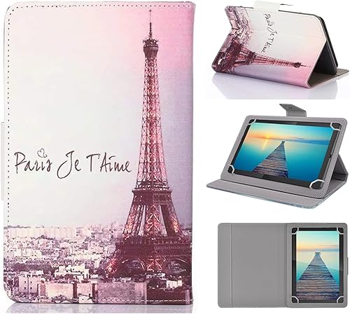 DETUOSI Funda universal para tablet de 10.1 pulgadas, funda para tablet de 10 pulgadas, funda protectora portátil de cuero con soporte de cuero con