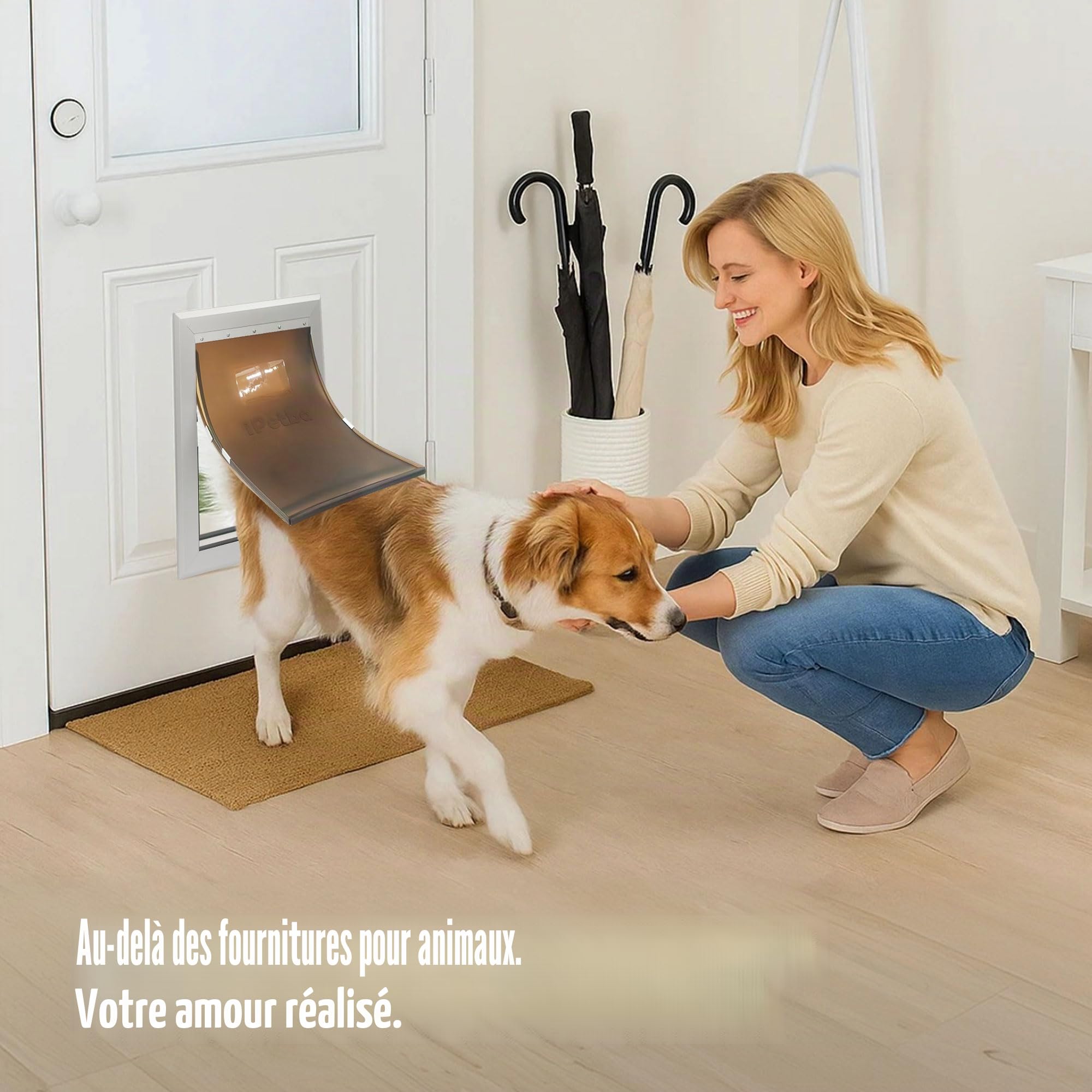 Porte pour Chien en Aluminium Robuste, Trappe pour Grand Chien Verrouillable et Résistante aux Intempéries, Jusqu’à 50 kg, Taille L